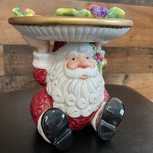 Fitz and Floyd Essentials Christmas Santa Pillar Candle Holder 6"